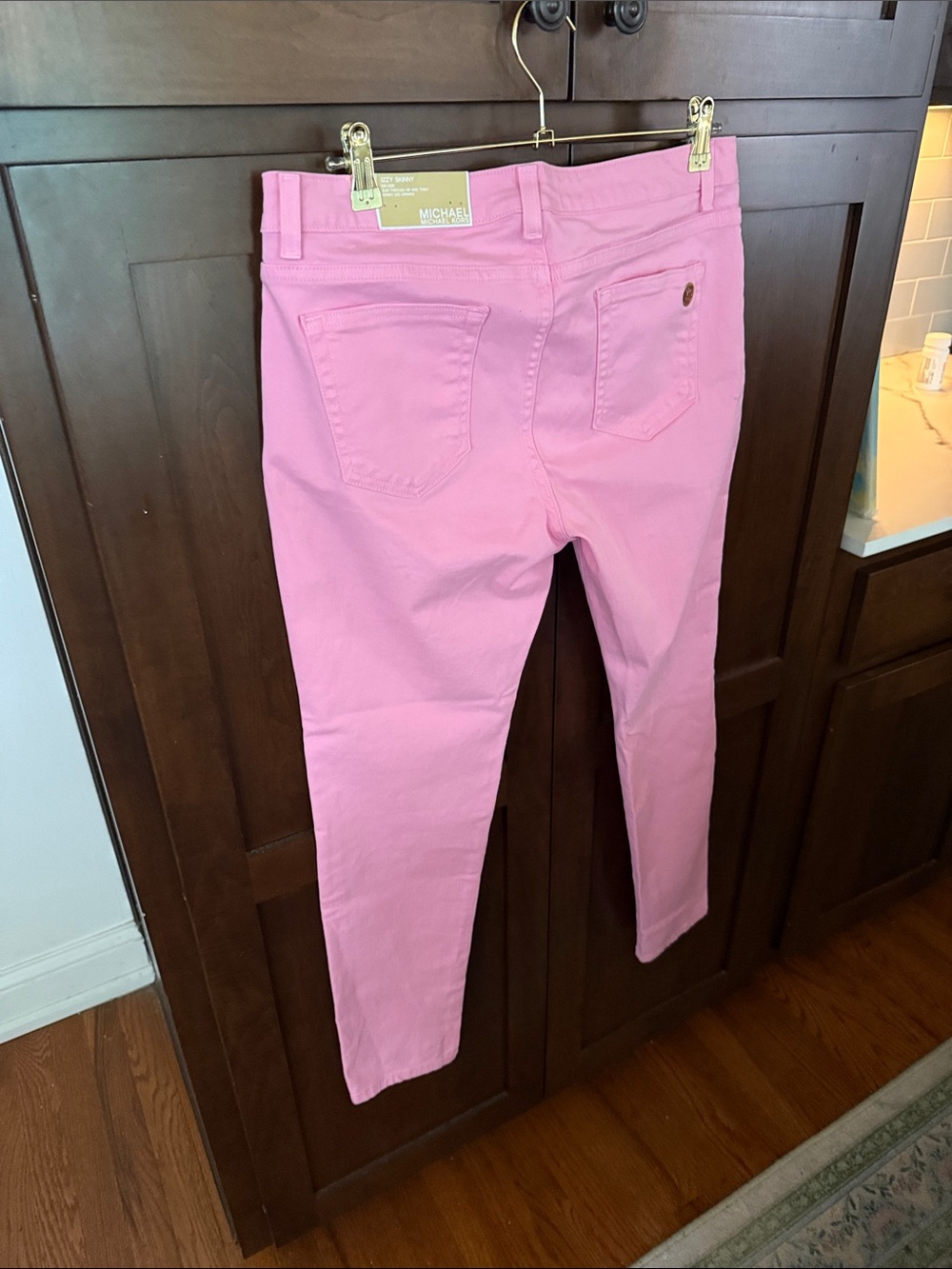 Michael Kors Pink Izzy Skinny Jeans with Gold Accent - Picture 2 of 6